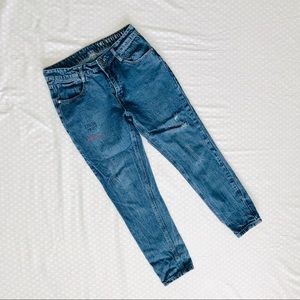 High rise jeans with printed details
